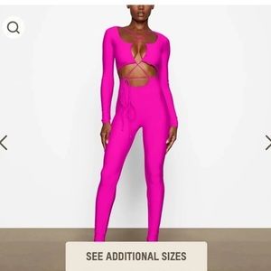 NEW Skims Lace Up Fuchsia Pink Catsuit Bodysuit XXS
